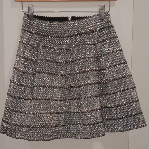 Ginger G Dresses & Skirts - SOLD Anthropologie Ginger G metallic silver and black threading mini skirt